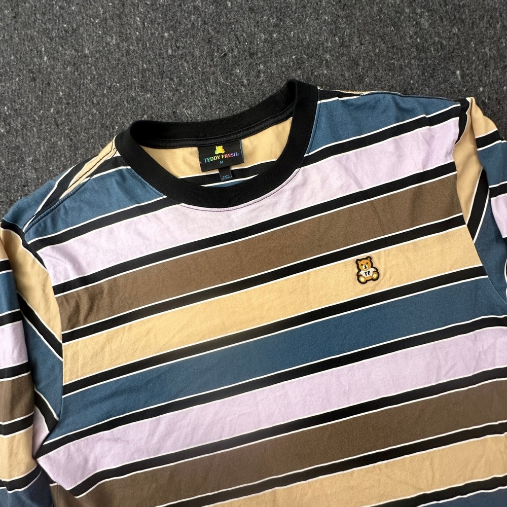 Teddy Fresh T-Shirt Mens M Multicolor Striped Long Sleeve Bear Logo H3H3 Street